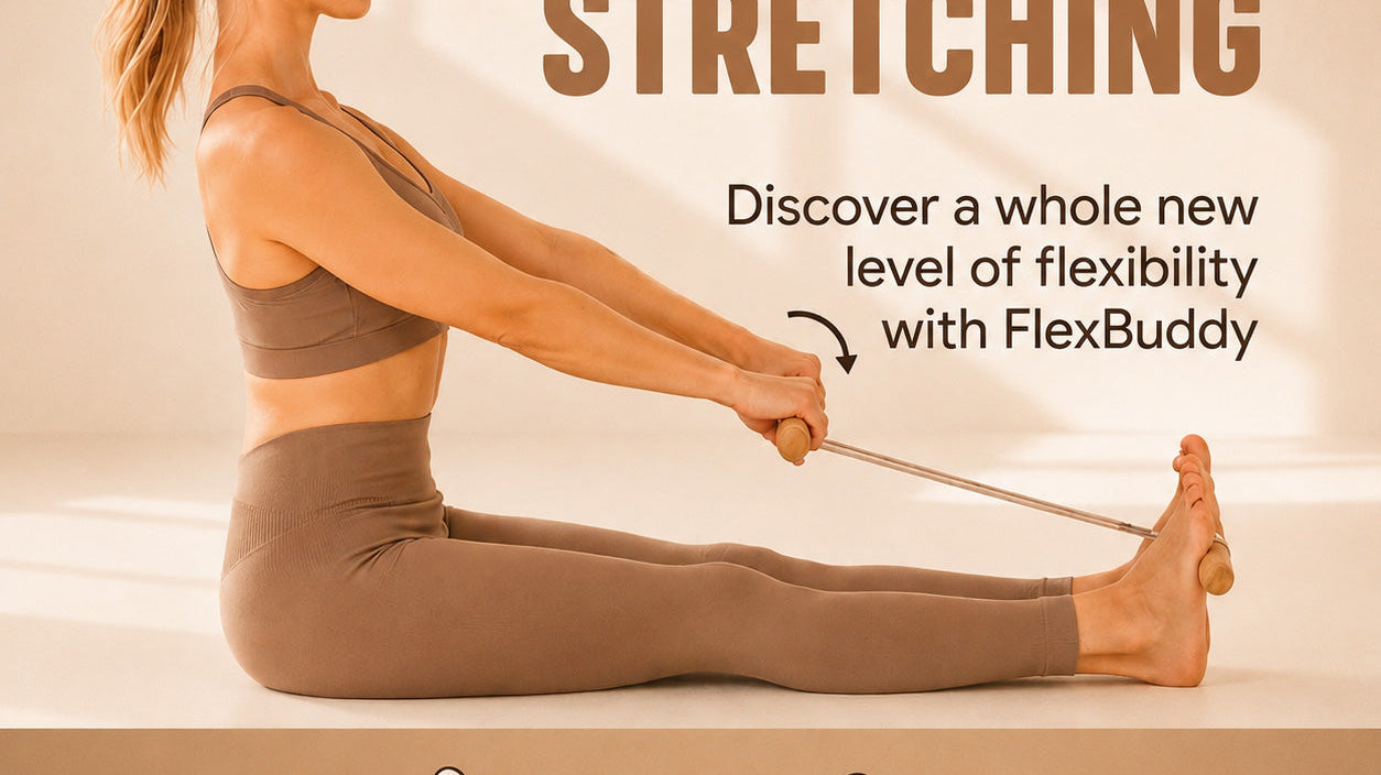 Quick supported stretch with the FlexBuddy tool — a two-minute daily routine